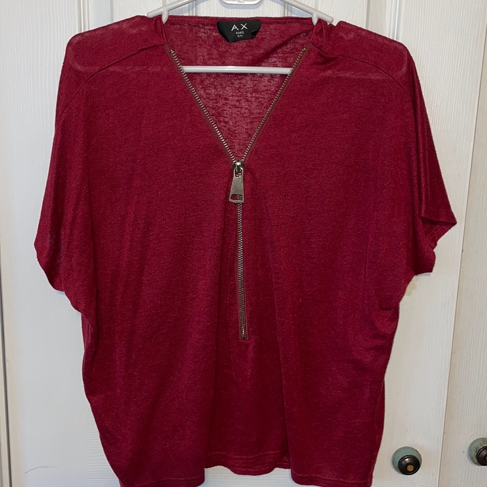 Maroon 3/4 Zip Up Top